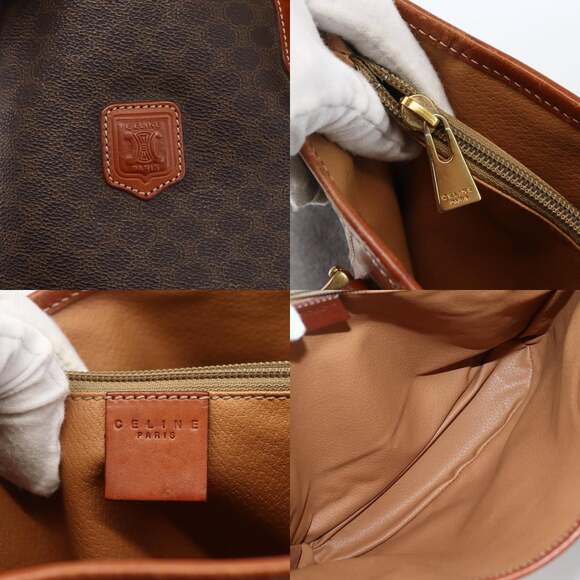 CELINE Macadam Canvas Tote Bag Pvc Leather Brown Gold - Picture 11 of 13
